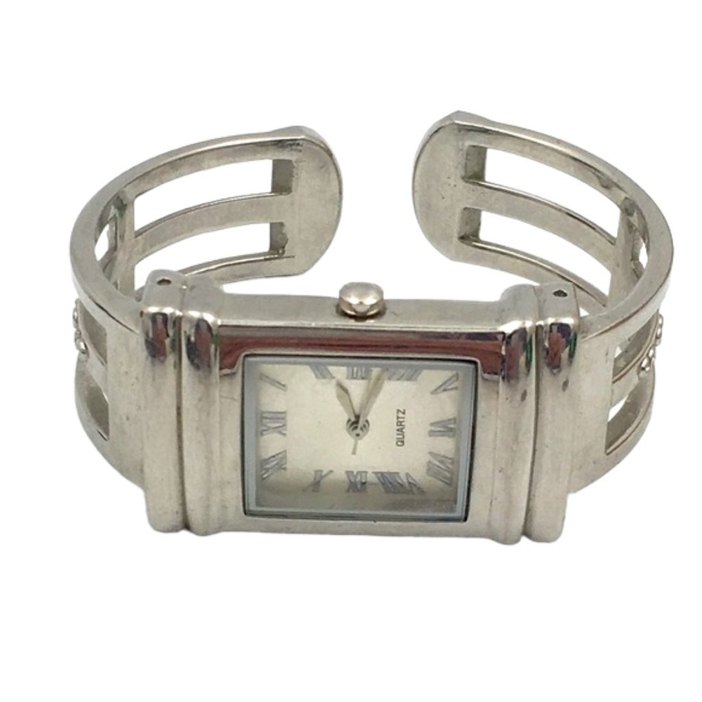 Rectangular Art Deco Cuff Bangle Bracelet Watch - image 1